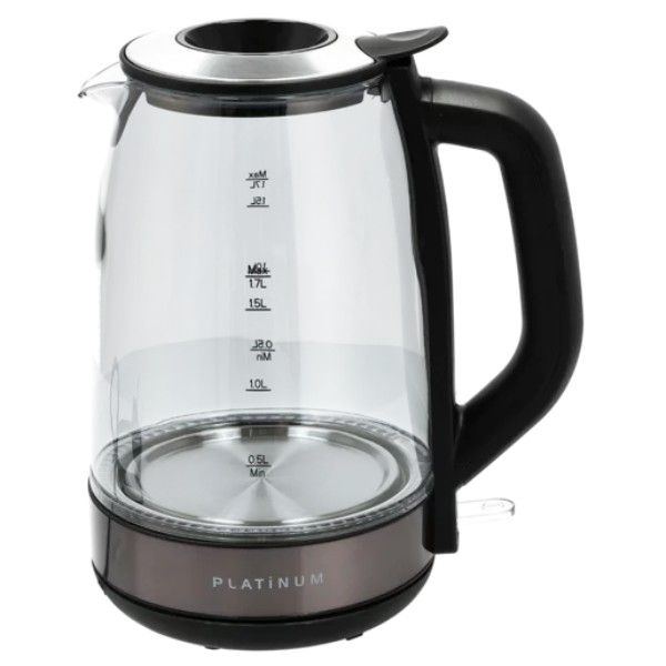 Platinum Easy Fill Cordless Glass Kettle 1.7L - Sleek &amp; Practical Boiling