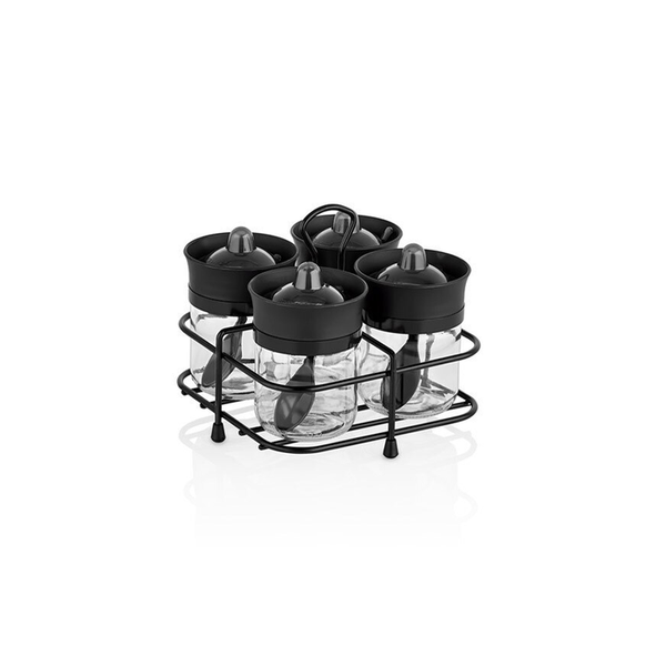 Hane Set Of 4 Spices Containers with Support and Spoons
