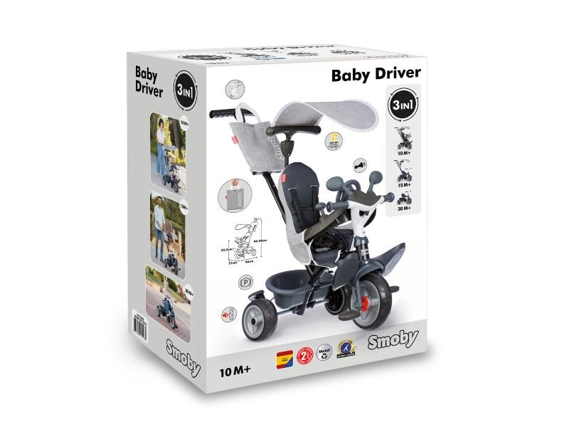 Smoby Baby Driver Tricycle Grey