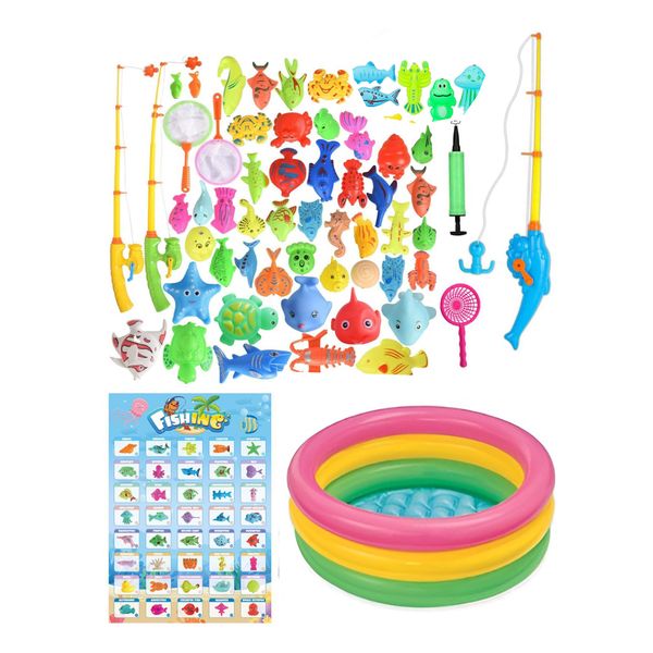 Magnetic Fishing Toy Game with Water Rainbow Pool for Toddler Kids (Age 3+)