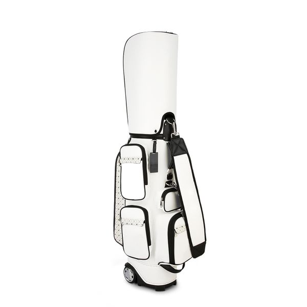 Portable Golf Cart Bag - Women - Hold 13 Clubs with Silent Pulley - White