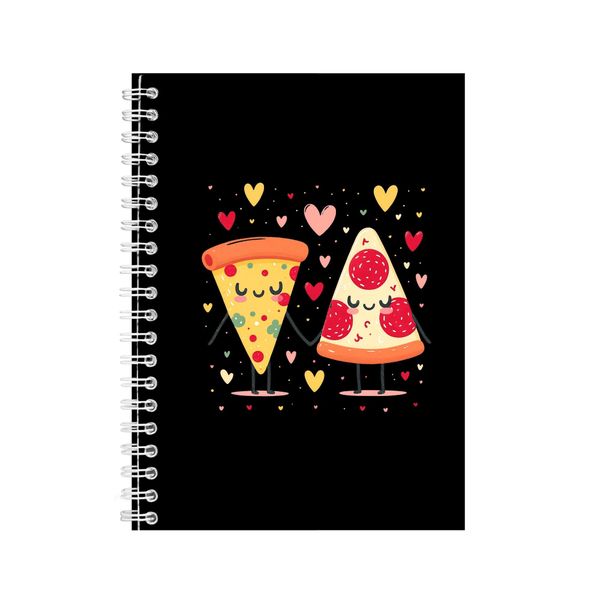 Pizza A5 Notebook Spiral Lined Matching Couples Graphic Notepad Present 092