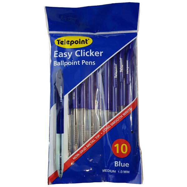 Easy Clicker Ball Point Pens - Red Pens Pack of 10