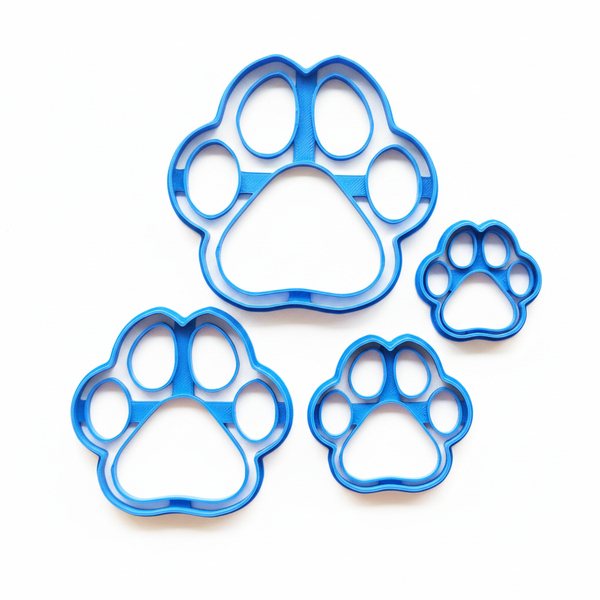 4-Piece Paw Print Cookie &amp; Fondant Cutter Set - 10cm, 8cm, 6cm &amp; 4.5cm