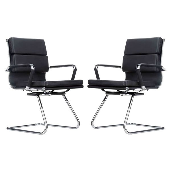 Set Of 2 Medium Back Cushion Padded Leather Office Chair 819D