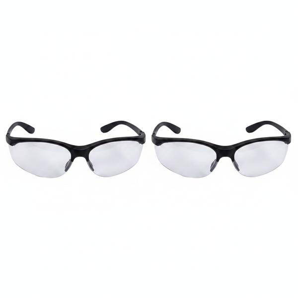 Clear Wraparound Safety Glasses for Eye Protection - 2 Pack