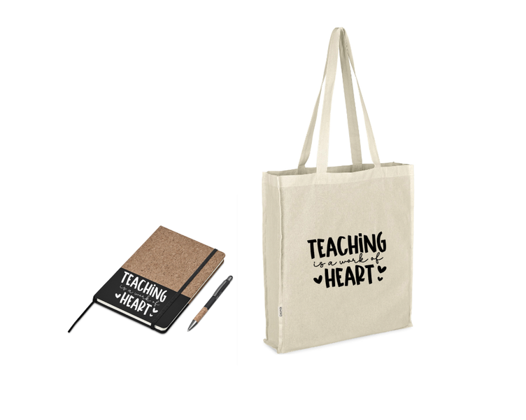 Teacher notebook/bag set 3pc - Teaching is a work of heart