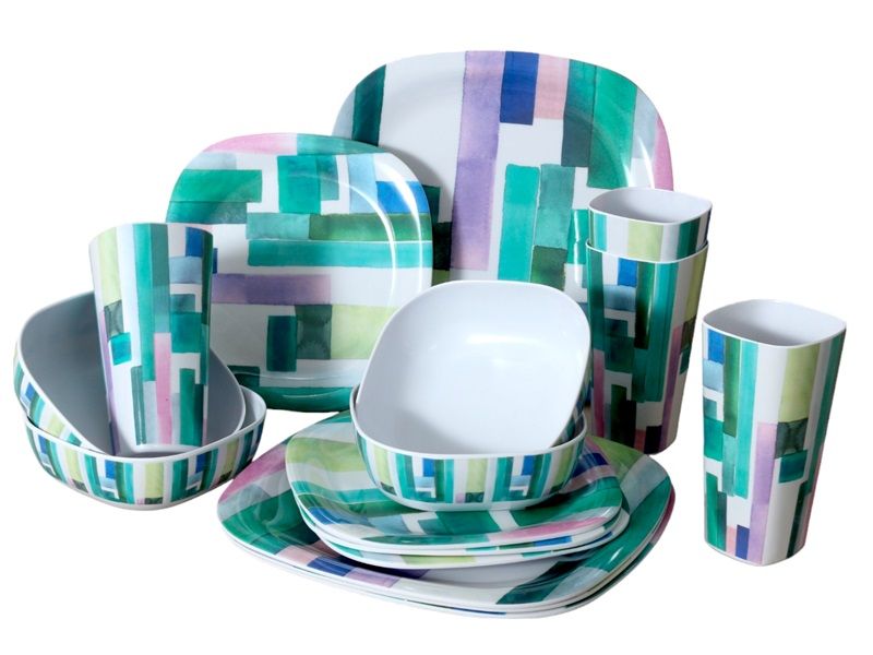 Melamine Print Dinner Set Sqaure 16 Piece