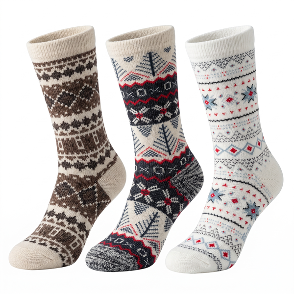 6 Pack Men Fashionable Winter Thick Socks Breathable Cotton Comfortable