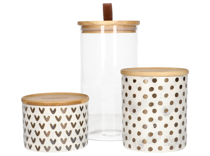 Danny home Glass and Ceramic Food Storage Jar - 3 Pieces