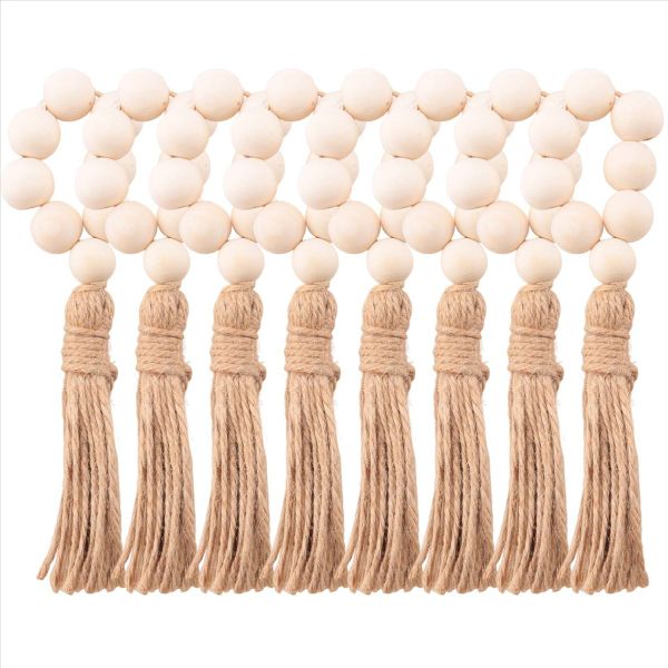 8Pcs Handmade Wooden Bead Napkin Rings For Weddings Table Decoration