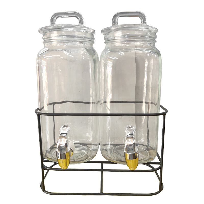 2 Pieces 2.3L Beverage Dispenser with Stand 18/8 Stainless Steel