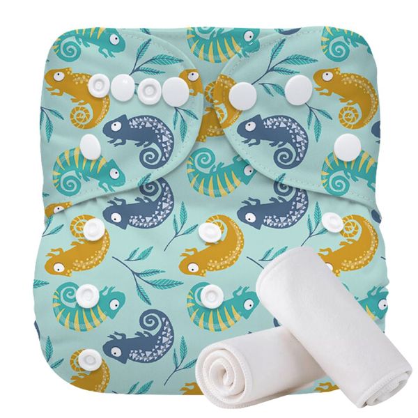 Kid Got Style - Reusable Nappy with 2 Inserts - Chameleon