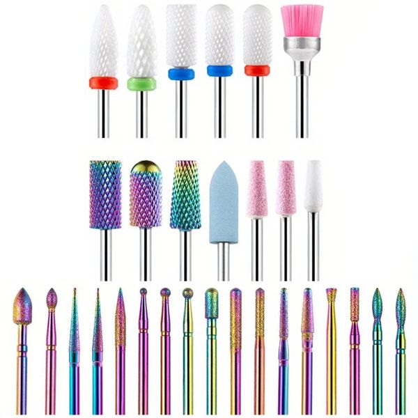 30 Pieces Nail Drill Bits Sets With Case for Manicure Pedicure Home Salon