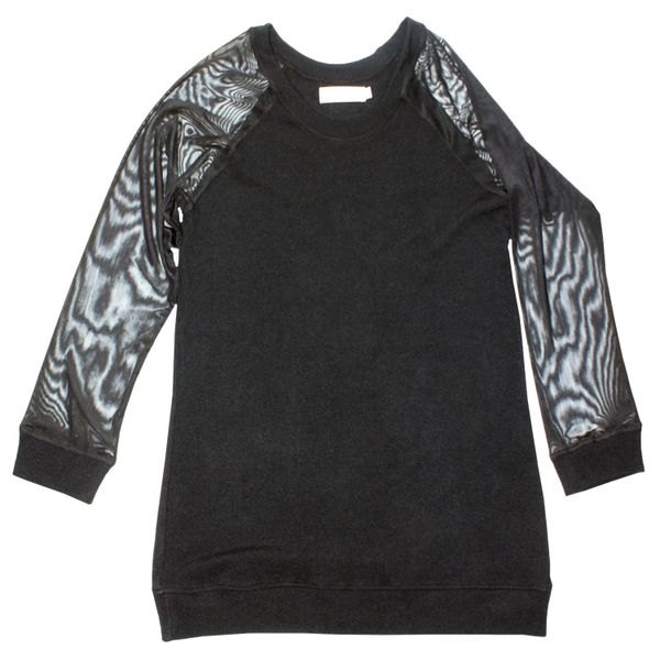 Nucleus Raglan Knit Mesh Sleeve Sweater Jersey in Black