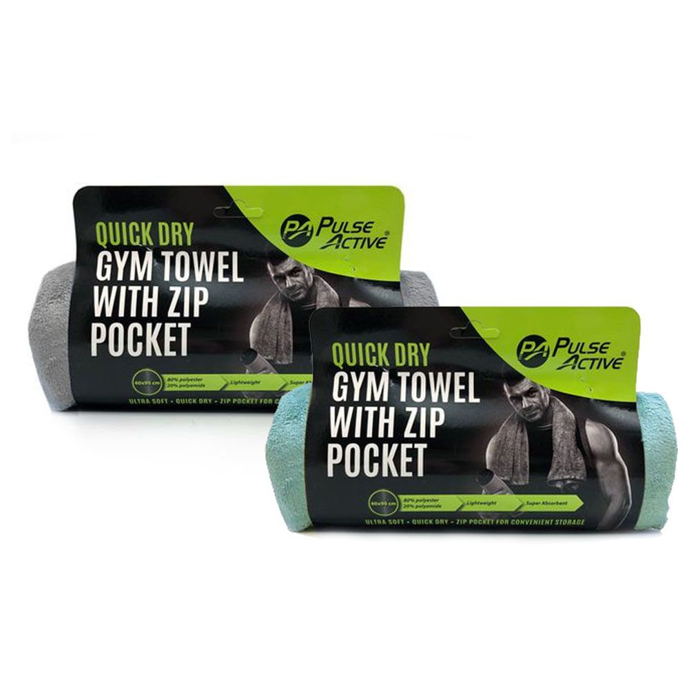 Fitness Gym Towel with Pocket Grey & Teal Set of Two Shop Today. Get it Tomorrow!