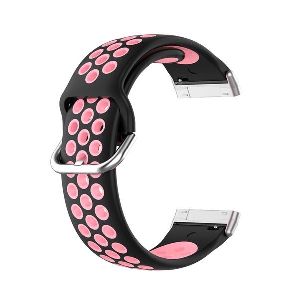 Silicone Sports Strap for Fitbit Versa 3 / Versa 4 - Black &amp; Pink
