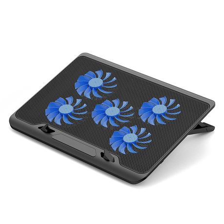 Laptop Cooler, Dual USB, 6 Height Adjustments, 5 Fans Image