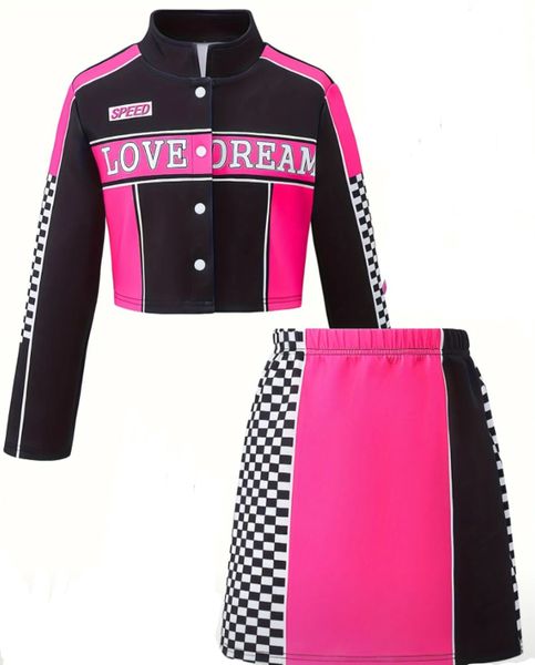 Girl's Pink and Black Race Costume