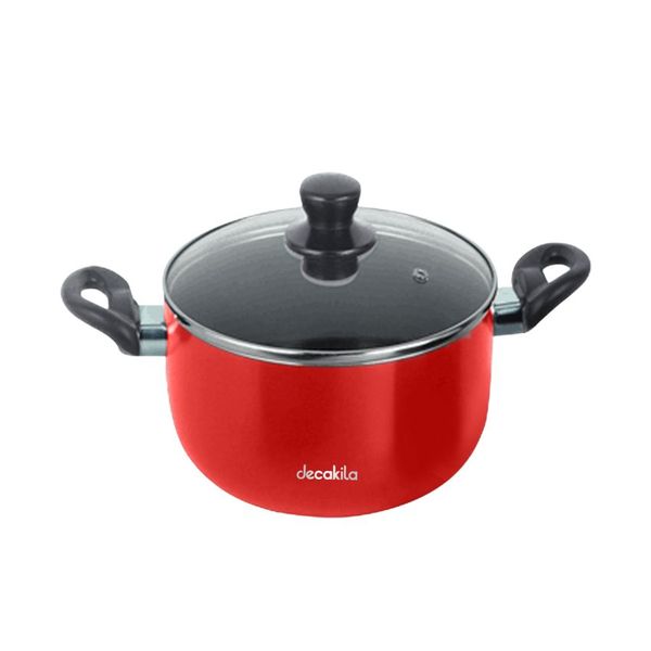 Decakila - Casserole Aluminium Red Pot With Lid - 24cm
