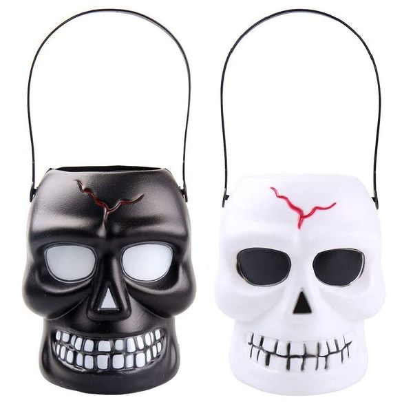 Halloween Skull Candy Buckets (Set of 2)