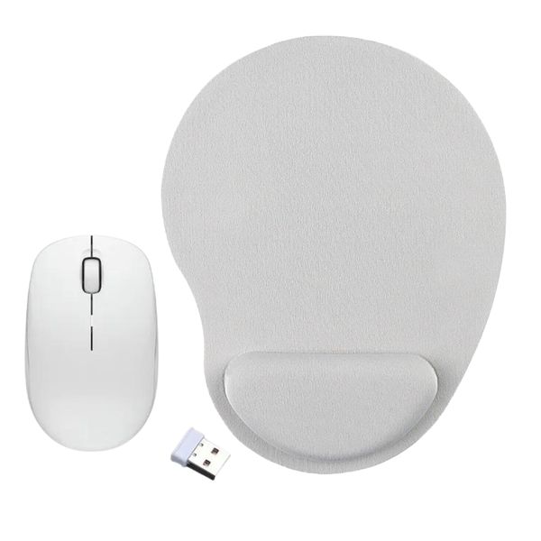 Grey Ergonomic Mousepad with Ezra Wireless Mouse
