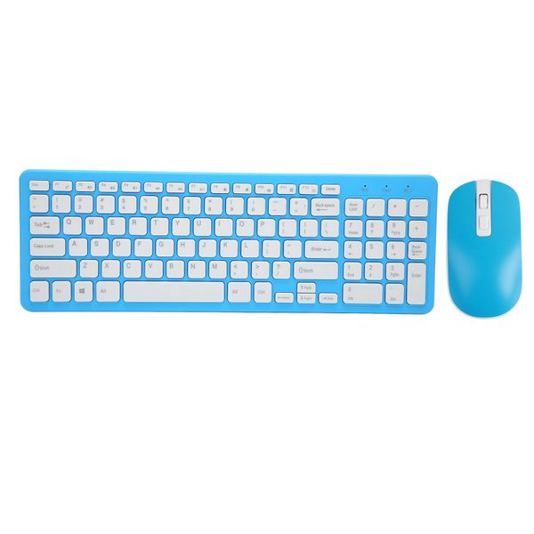Wireless Keyboard Mouse Blue 96 Key Non Slip