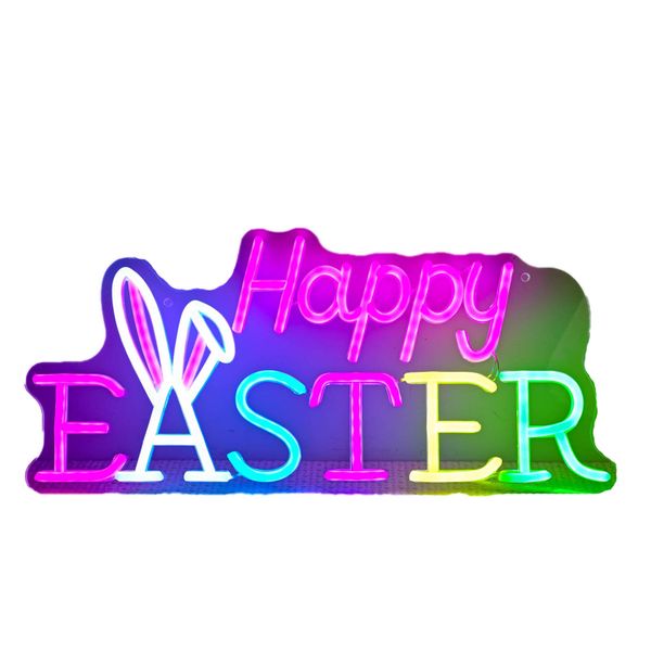 Happy Neon Dimmable Led Sign Easter Bunny Wall Decorations