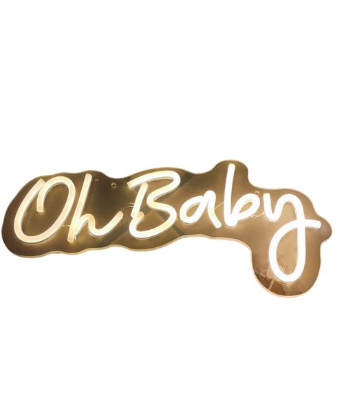 Oh Baby Neon Sign - USB Powered Warm white LED Light