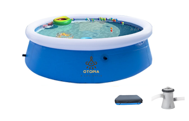 OTOPIA Inflatable Round Swimming Pool with Filter Pump and Cover( 366x76)