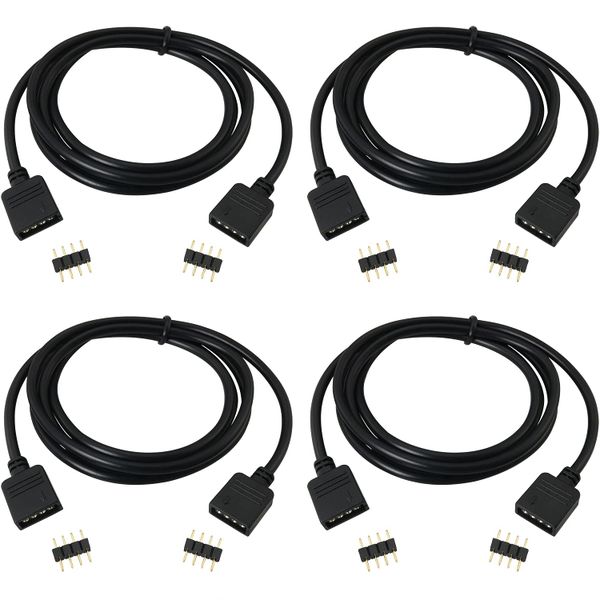 4 Piece 4 Pin LED Connector RGB Extension Cable LED Strip Connector 1m