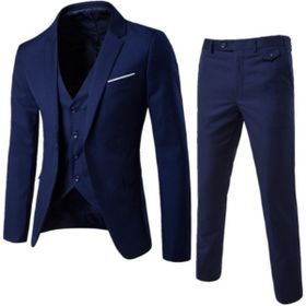 Men's 3 piece, Notched Lapel, Jacket Vest & Trousers Set - Navy