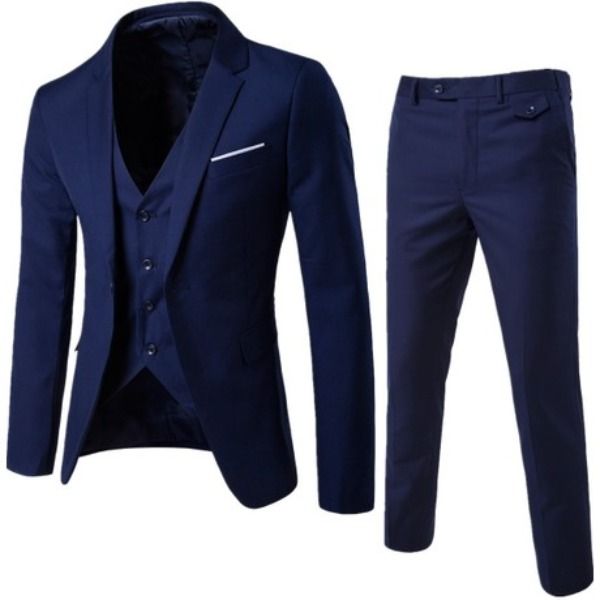 Bryson Three-Piece Slim Fit Suit With Notch Lapel Blazer Vest And Trousers Wrinkle-Resistant main image 1