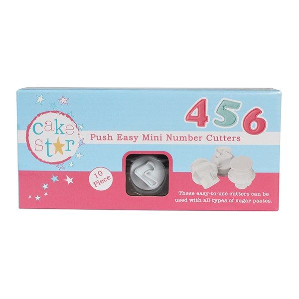 Cake Star Sugarcraft Push Easy Mini Number 0-9 Icing Cutters Set - 10 Piece
