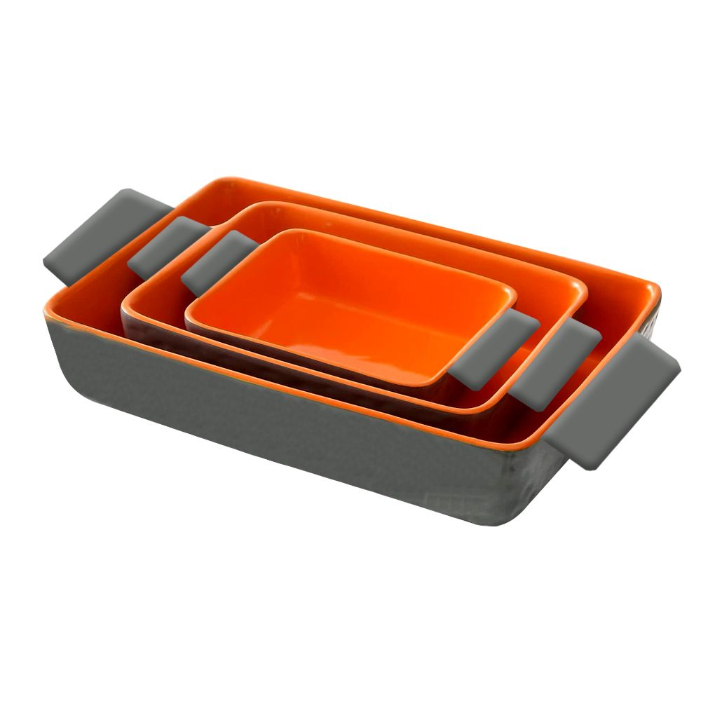 Dream Home Rectangular Ceramic Baking Dishes Casserole Dish Set 3 