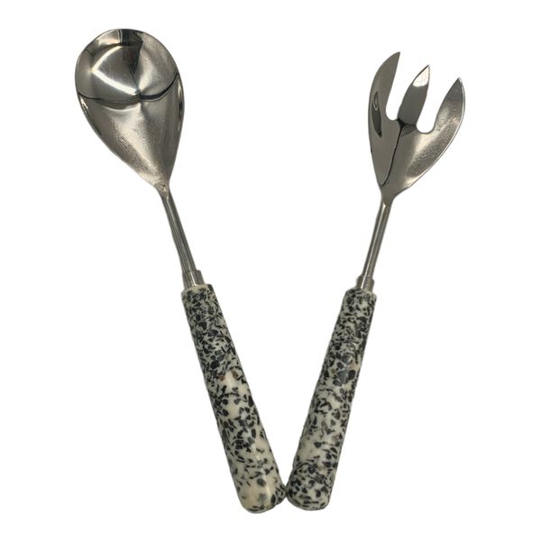 Salad Servers 2 Piece Set Marble Handle