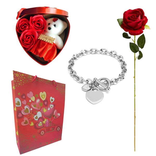 Valentine Gift Women Bracelet Rose Soap and Artificial Rose with Gift Bag