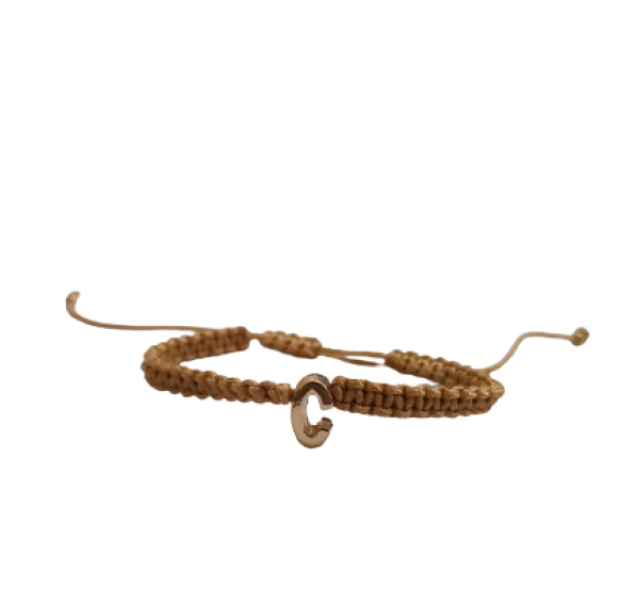 YALLI Gold Letter C Charm Bracelet Adjustable String