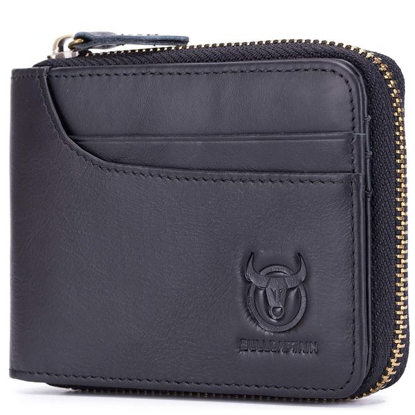 Bullcaptain Ferdinand Genuine Leather Bifold RFID Blocking Men's Zip Wallet