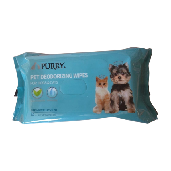 Deodorizing Pet Wipes for Cats &amp; Dogs 80 Pack - purry