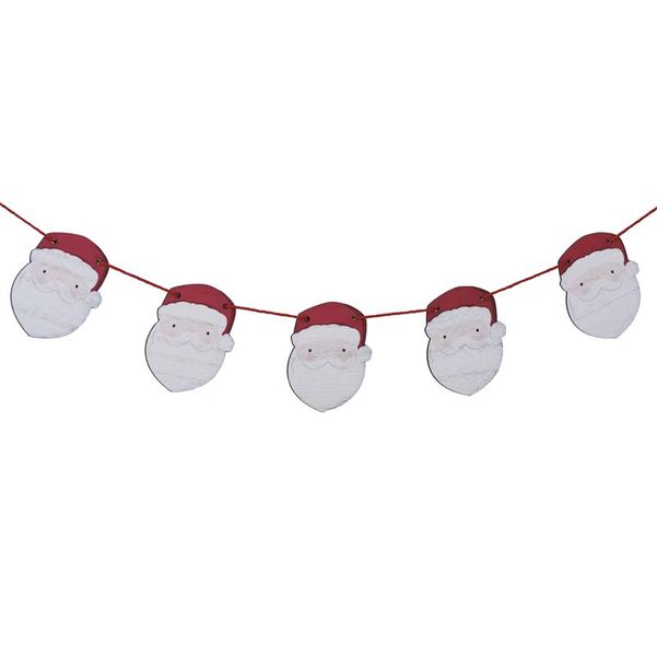 Merry Little Christmas - Wooden Santa Christmas Bunting