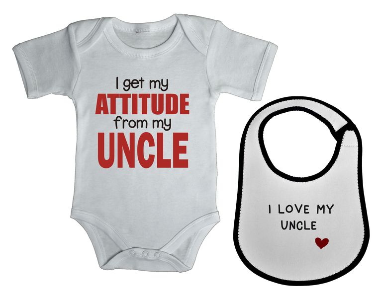 I get my Attitude from my uncle baby grow &amp; bib combo