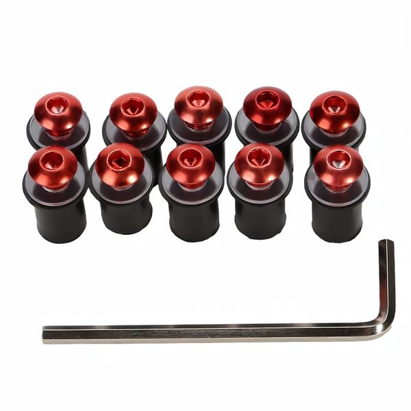 10 Piece Aluminum Motorcycle M5 x 16mm Windshield Screw Bolts Nuts Fastener