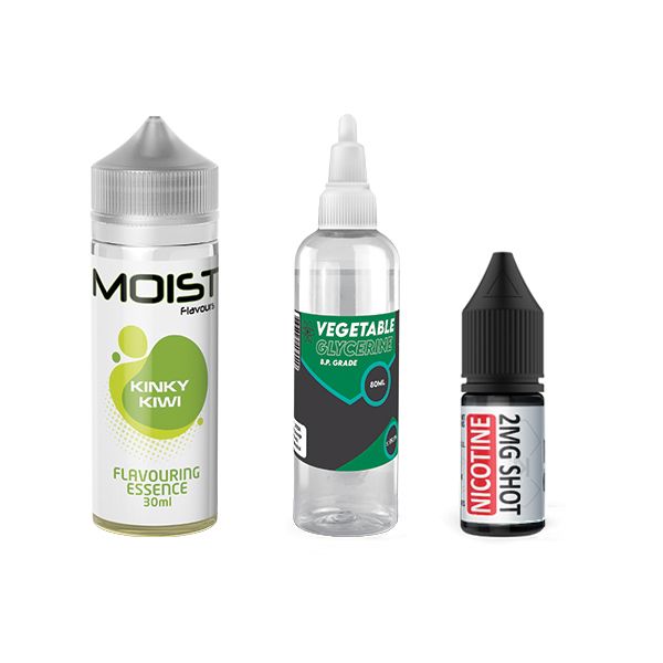 120ml Moist Vape Juice DIY Longfill Kit - Kinky Kiwi - 2mg