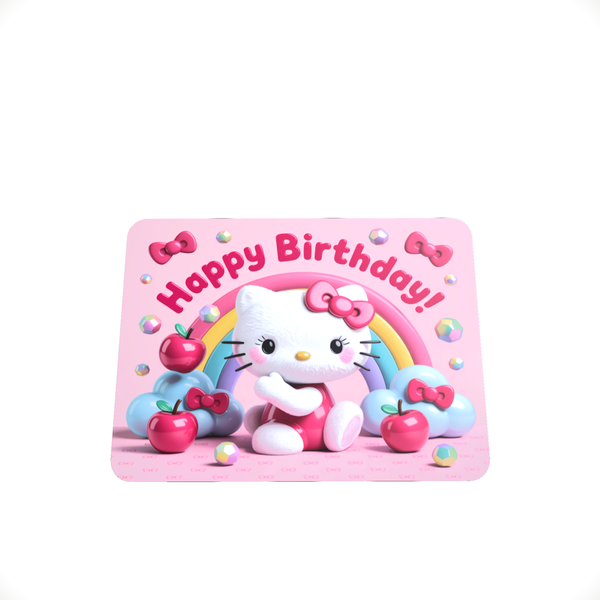 Hello Kitty - Happy Birthday 3D Pastel Bow Heaven Aesthetic Mouse Pad V1