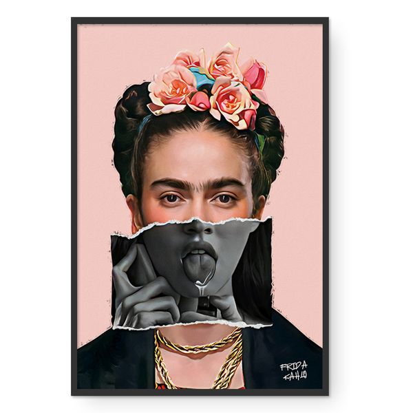 Cape Art Framed Canvas 1Piece 40x60cm Frida Kahlo Modern Collage