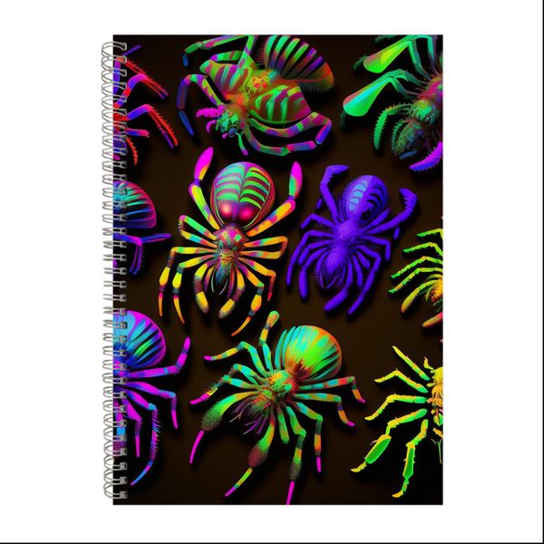 Neon Rainbow Splatter Tarantulas Gift Idea A4 Notepad 211