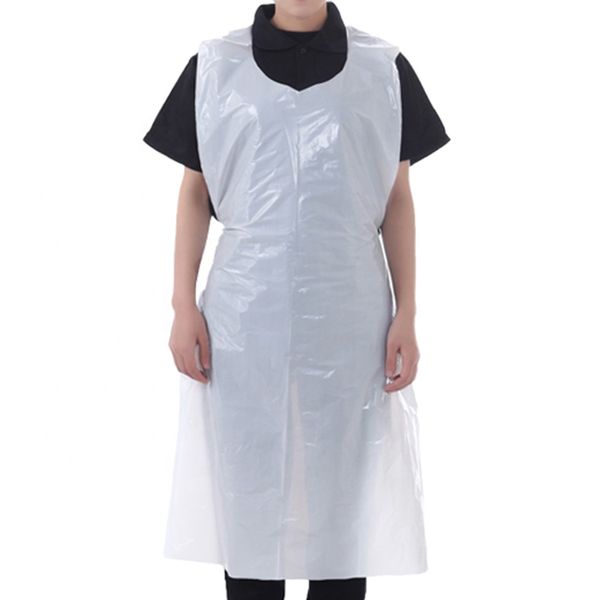 Disposable White Plastic Aprons (Pack of 100)