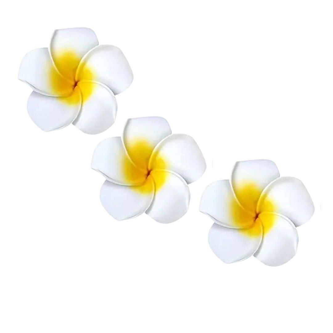 Yellow and White Plumeria Flower Hair Clips/Hawaiian Party Decor