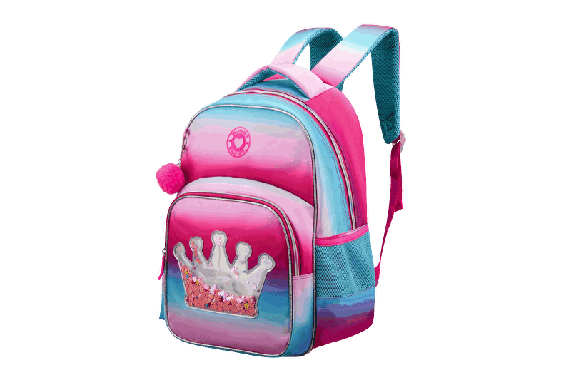 Quest Princess Kids Backpack with Multiple Compartments - Pink and Sequin